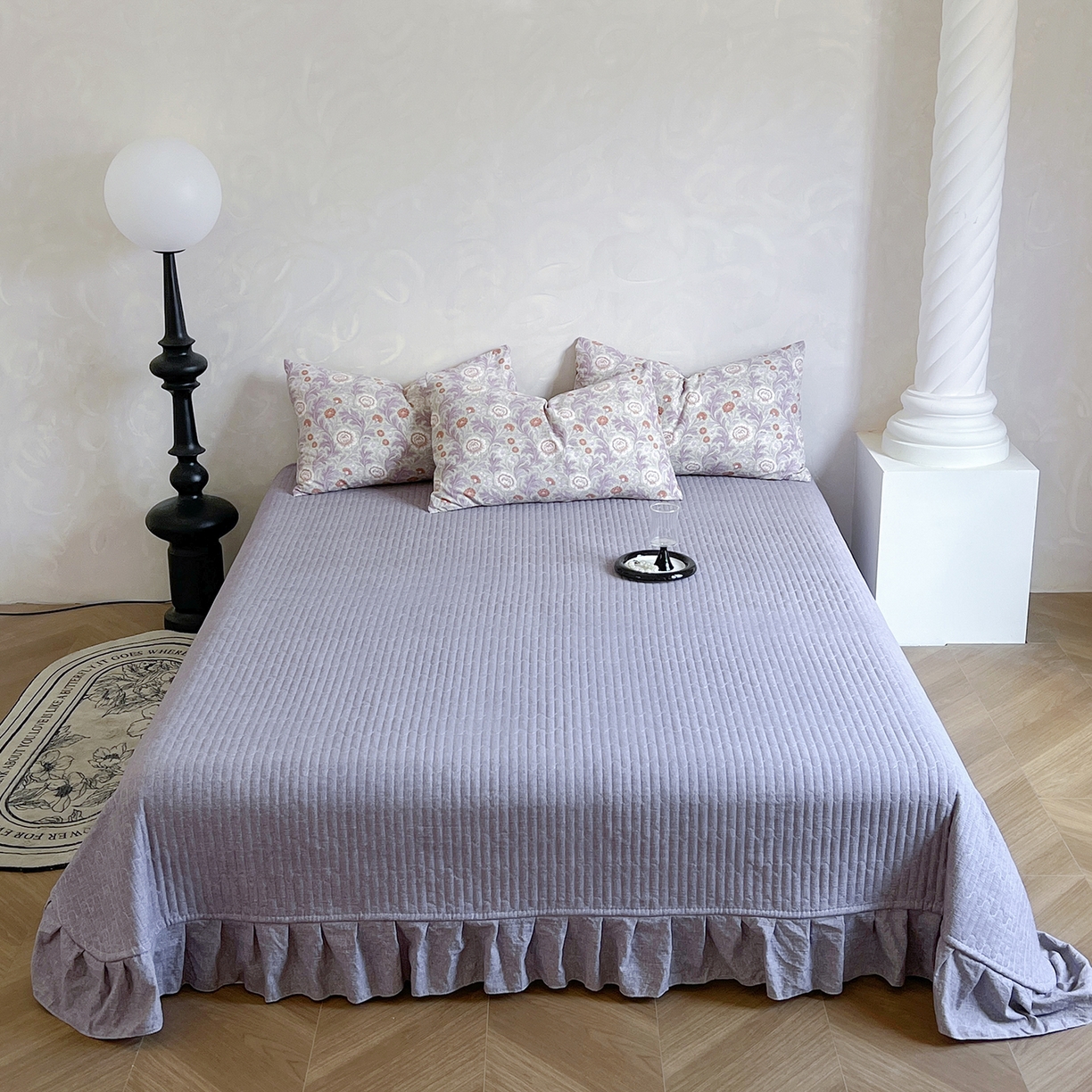 91家纺网 家纺一手货源 找家纺 美梦家纺 2025新款高克重加厚亚麻皱皱纱床盖四件套系列（提供买家秀) 爱丽丝