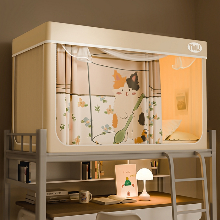 91家纺网 家纺一手货源 找家纺 （总）青竹苑 2025新款覆膜遮光印花学生坐床蚊帐