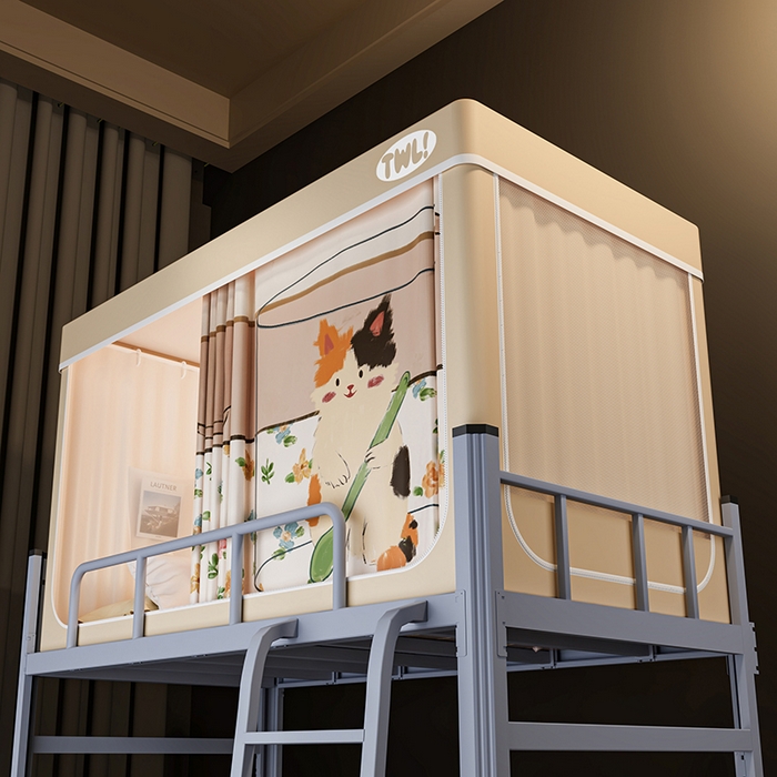 91家纺网 家纺一手货源 找家纺 （总）青竹苑 2025新款覆膜遮光印花学生坐床蚊帐