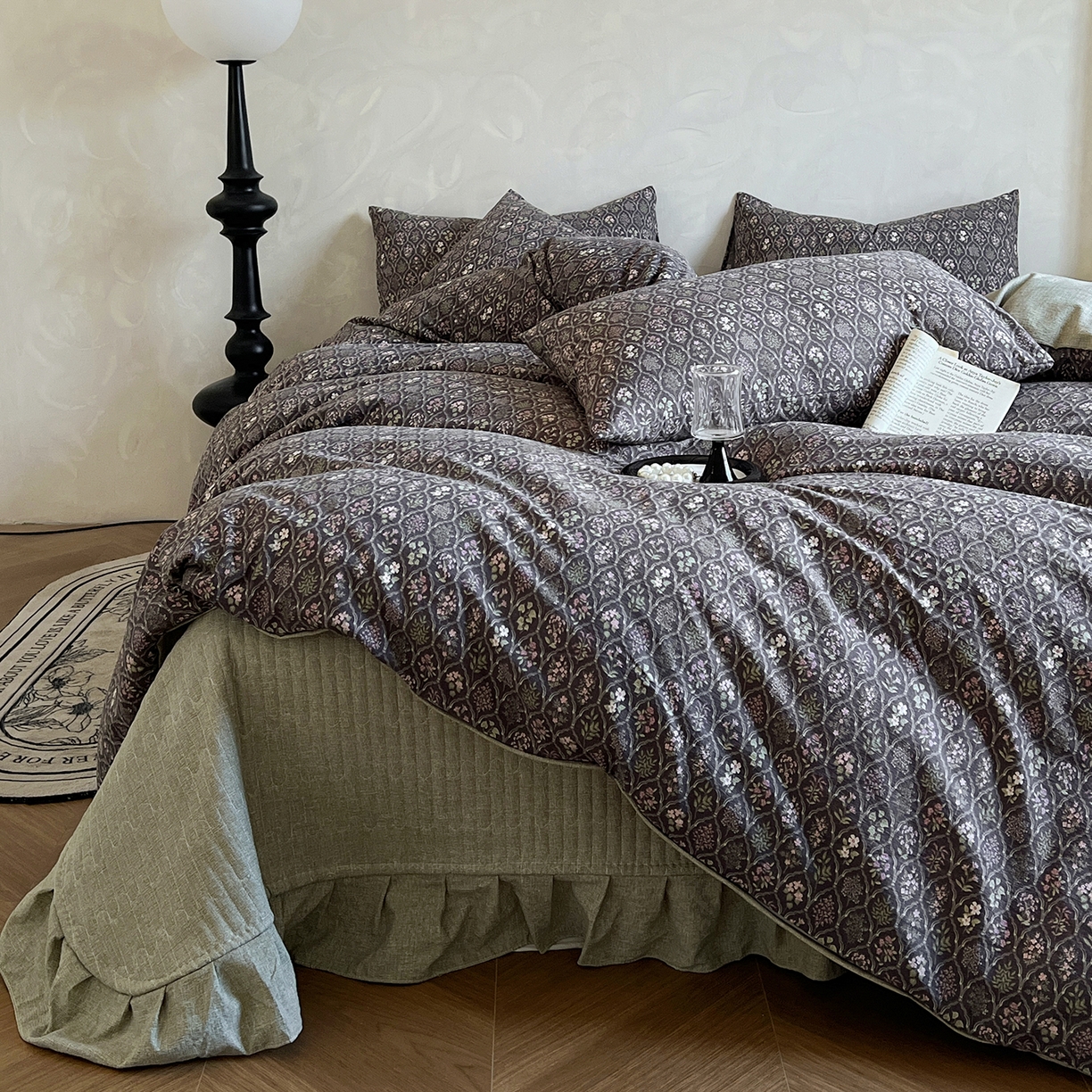 美梦家纺 2025新款高克重加厚亚麻皱皱纱床盖四件套系列（提供买家秀) 谧境