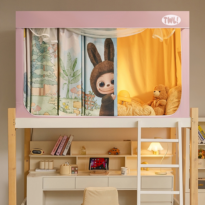 91家纺网 家纺一手货源 找家纺 （总）青竹苑 2025新款覆膜遮光印花学生坐床蚊帐