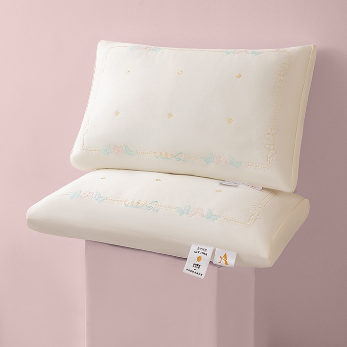 91家纺网 家纺一手货源 找家纺 鼎晟纺 2025新款护颈巴马蚕丝护颈枕儿童学生枕头成人枕芯单枕芯 巴马蚕丝-米色