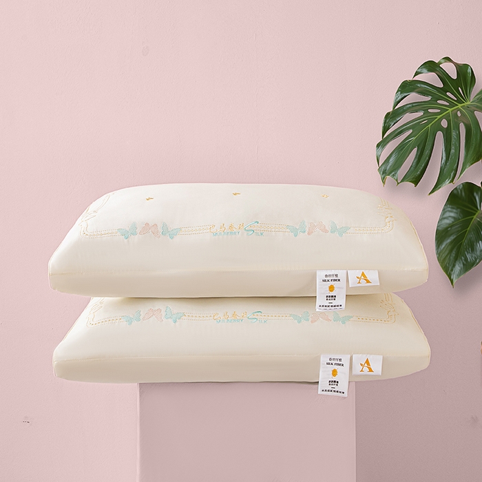 鼎晟纺 2025新款护颈巴马蚕丝护颈枕儿童学生枕头成人枕芯单枕芯 巴马蚕丝-米色