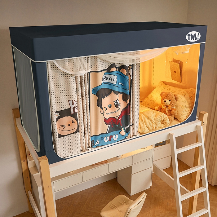 91家纺网 家纺一手货源 找家纺 青竹苑 2025新款覆膜遮光印花学生坐床蚊帐 布露露