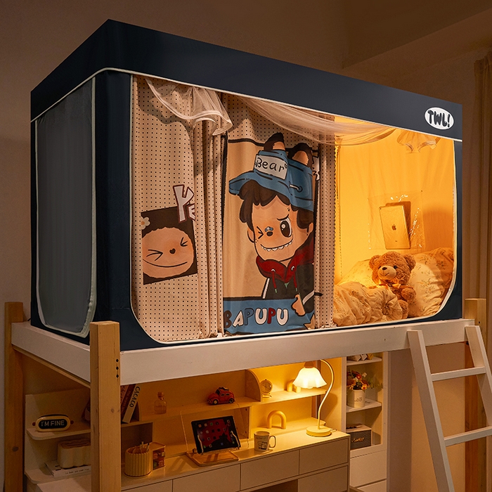 91家纺网 家纺一手货源 找家纺 青竹苑 2025新款覆膜遮光印花学生坐床蚊帐 布露露