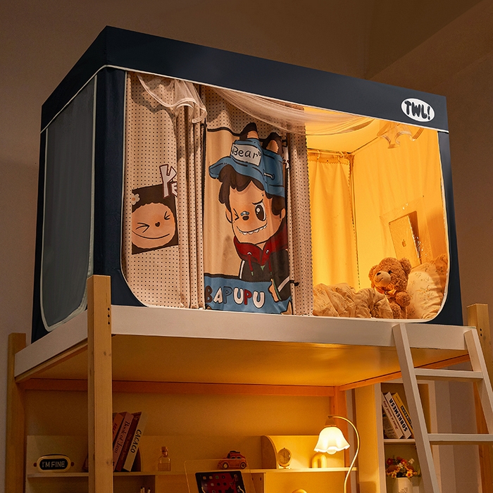 91家纺网 家纺一手货源 找家纺 青竹苑 2025新款覆膜遮光印花学生坐床蚊帐 布露露