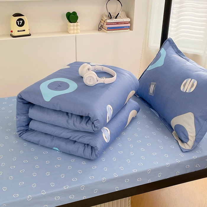 91家纺网 家纺一手货源 找家纺 锦润家纺2025新款全棉13372学生三件套纯棉宿舍六件套 心灵空间