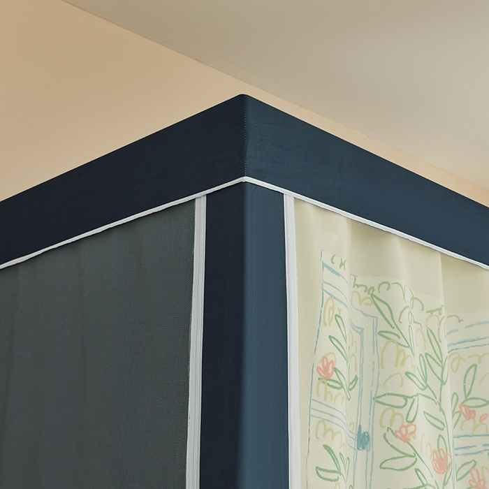 91家纺网 家纺一手货源 找家纺 青竹苑 2025新款覆膜遮光印花学生坐床蚊帐 看书狗狗