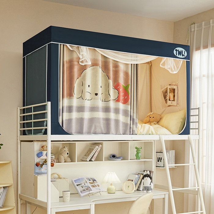 91家纺网 家纺一手货源 找家纺 青竹苑 2025新款覆膜遮光印花学生坐床蚊帐 睡觉狗狗