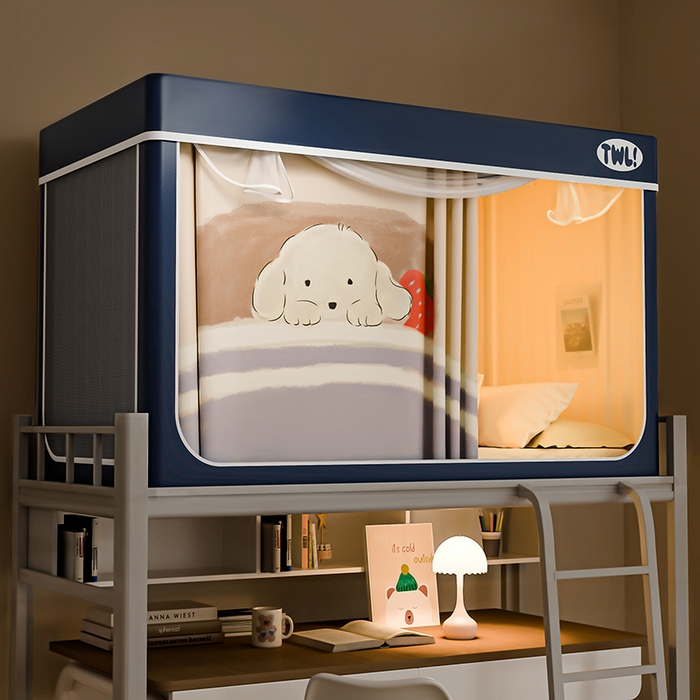 91家纺网 家纺一手货源 找家纺 青竹苑 2025新款覆膜遮光印花学生坐床蚊帐 睡觉狗狗