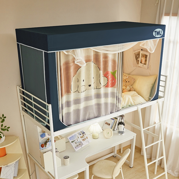 91家纺网 家纺一手货源 找家纺 青竹苑 2025新款覆膜遮光印花学生坐床蚊帐 睡觉狗狗