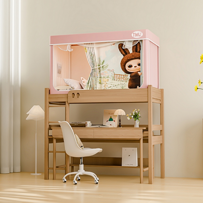 91家纺网 家纺一手货源 找家纺 青竹苑 2025新款覆膜遮光印花学生坐床蚊帐 童话园