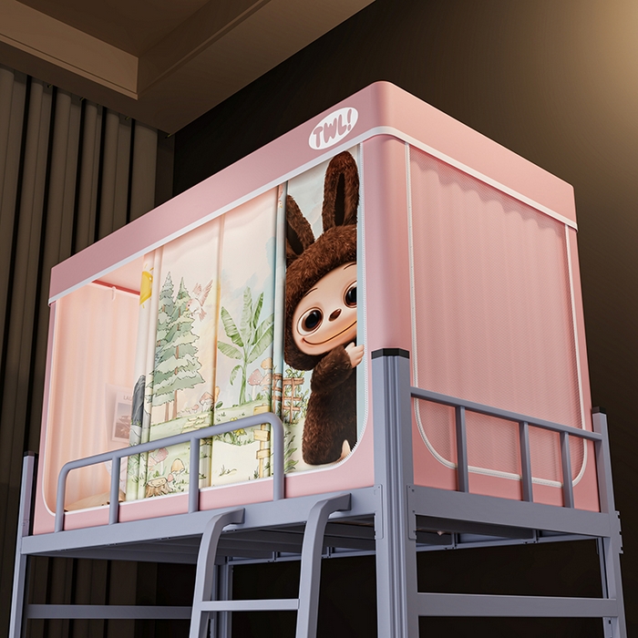 91家纺网 家纺一手货源 找家纺 青竹苑 2025新款覆膜遮光印花学生坐床蚊帐 童话园