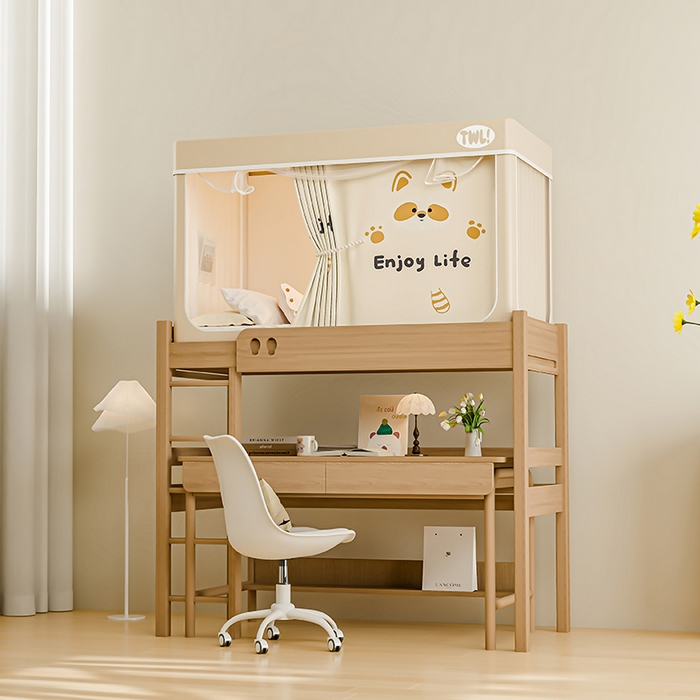 91家纺网 家纺一手货源 找家纺 青竹苑 2025新款覆膜遮光印花学生坐床蚊帐 小浣熊