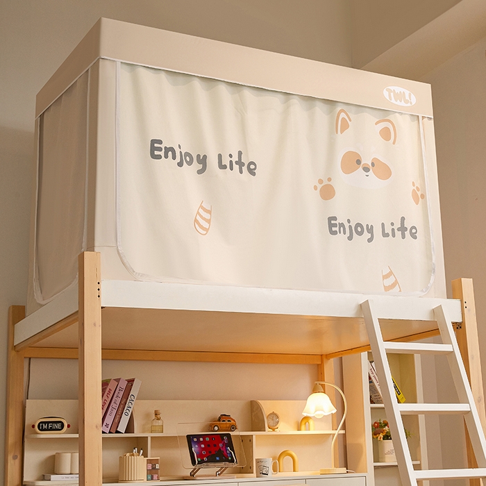 91家纺网 家纺一手货源 找家纺 青竹苑 2025新款覆膜遮光印花学生坐床蚊帐 小浣熊