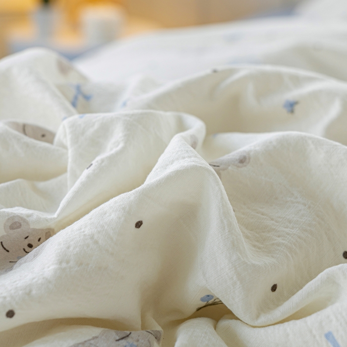 91家纺网 家纺一手货源 找家纺 （总）奇丝雅 2025新款A类有氧超柔云感双层纱皱皱纱学生宿舍三件套家用四件套单被套