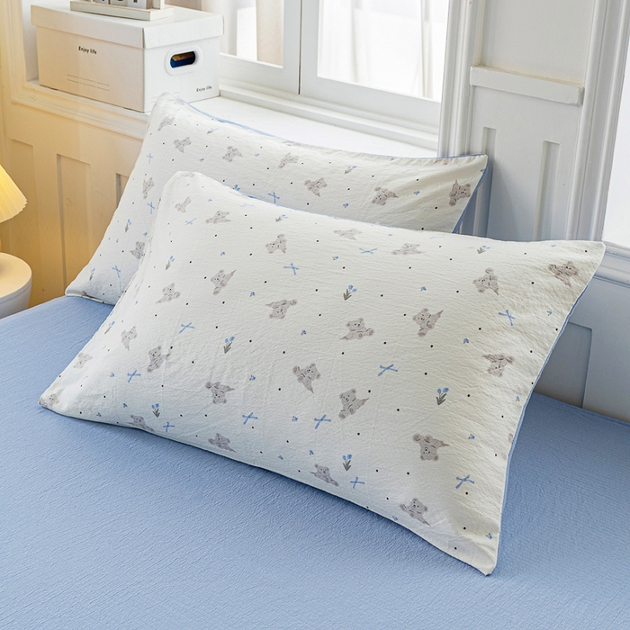 91家纺网 家纺一手货源 找家纺 （总）奇丝雅 2025新款A类有氧超柔云感双层纱皱皱纱学生宿舍三件套家用四件套单被套