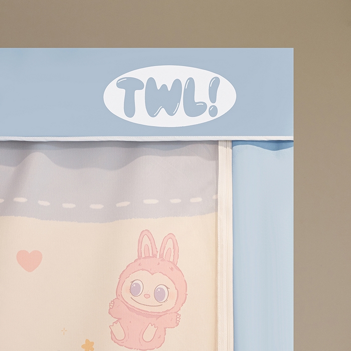 91家纺网 家纺一手货源 找家纺 青竹苑 2025新款覆膜遮光印花学生坐床蚊帐 小兔兔