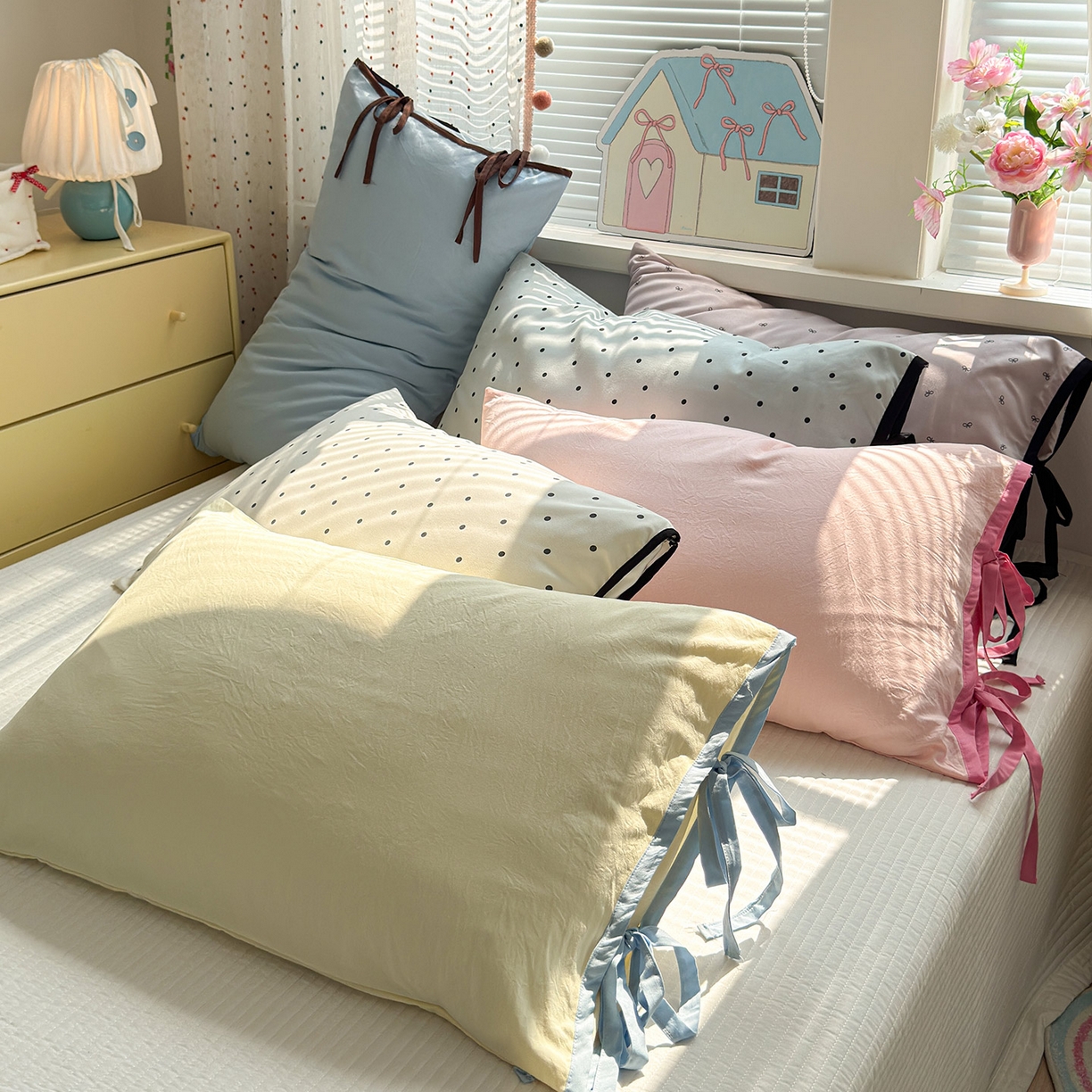 尤米 2025新款水洗棉撞色绑带款四件套 组合图仅供展示