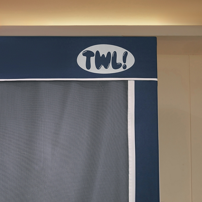 91家纺网 家纺一手货源 找家纺 青竹苑 2025新款覆膜遮光印花学生坐床蚊帐 藏青