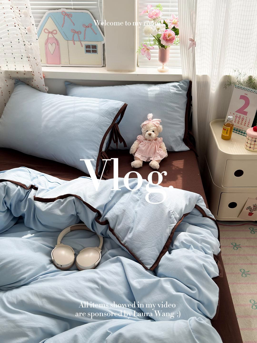 91家纺网 家纺一手货源 找家纺 尤米 2025新款水洗棉撞色绑带款四件套 绑带款-海盐蓝