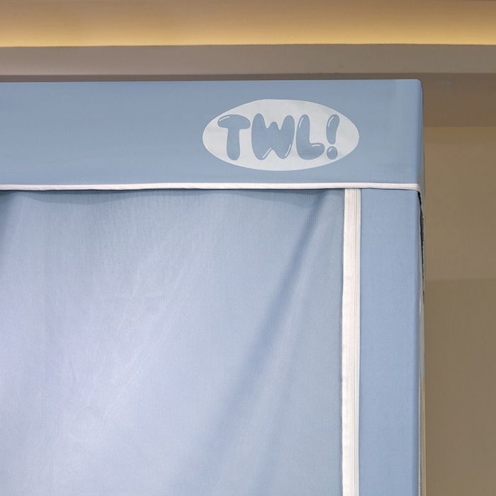 91家纺网 家纺一手货源 找家纺 青竹苑 2025新款覆膜遮光印花学生坐床蚊帐 蓝