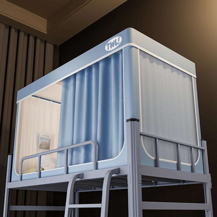 91家纺网 家纺一手货源 找家纺 青竹苑 2025新款覆膜遮光印花学生坐床蚊帐 蓝