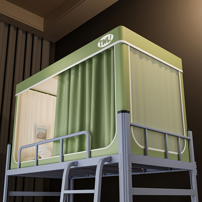 91家纺网 家纺一手货源 找家纺 青竹苑 2025新款覆膜遮光印花学生坐床蚊帐 绿