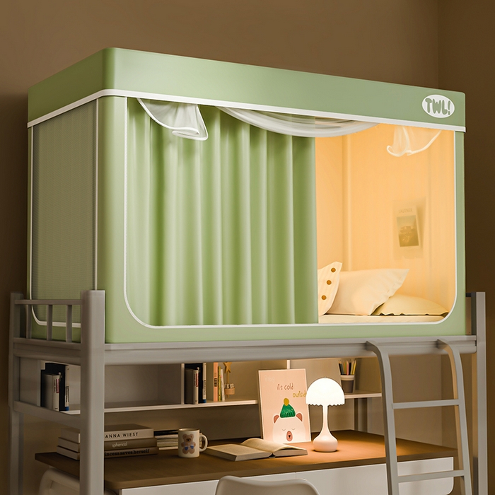 91家纺网 家纺一手货源 找家纺 青竹苑 2025新款覆膜遮光印花学生坐床蚊帐 绿