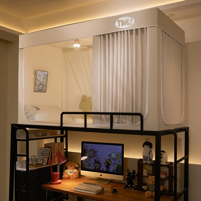 91家纺网 家纺一手货源 找家纺 青竹苑 2025新款覆膜遮光印花学生坐床蚊帐 米