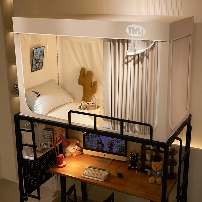 91家纺网 家纺一手货源 找家纺 青竹苑 2025新款覆膜遮光印花学生坐床蚊帐 米