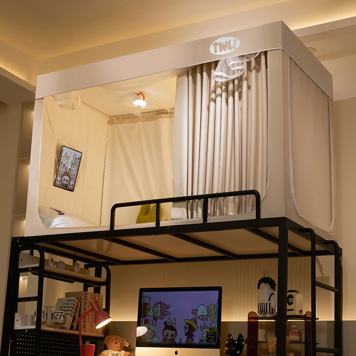 91家纺网 家纺一手货源 找家纺 青竹苑 2025新款覆膜遮光印花学生坐床蚊帐 米