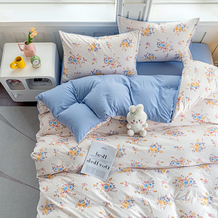 奇丝雅 2025新款A类有氧超柔云感双层纱皱皱纱学生宿舍三件套家用四件套单被套 半岛慕尚