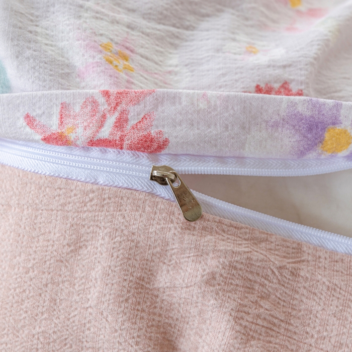 91家纺网 家纺一手货源 找家纺 奇丝雅 2025新款A类有氧超柔云感双层纱皱皱纱学生宿舍三件套家用四件套单被套 朵朵田园