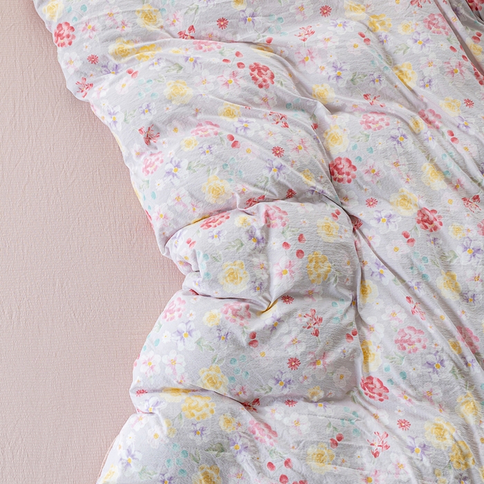 91家纺网 家纺一手货源 找家纺 奇丝雅 2025新款A类有氧超柔云感双层纱皱皱纱学生宿舍三件套家用四件套单被套 朵朵田园