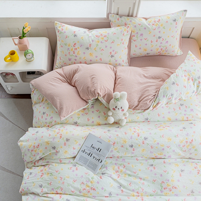 奇丝雅 2025新款A类有氧超柔云感双层纱皱皱纱学生宿舍三件套家用四件套单被套 相遇