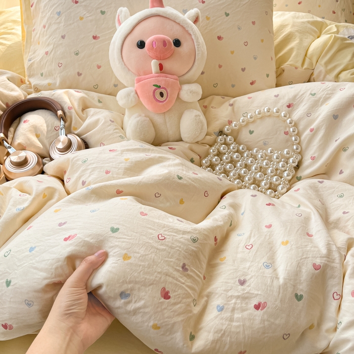 91家纺网 家纺一手货源 找家纺 （总）彩韵家纺 2025新款水洗双层纱双拼碎花四件套