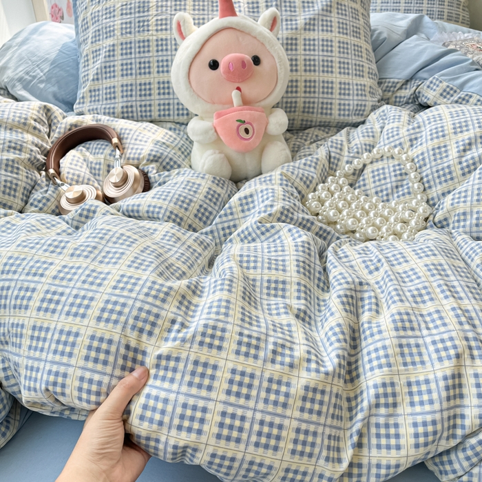 91家纺网 家纺一手货源 找家纺 （总）彩韵家纺 2025新款水洗双层纱双拼碎花四件套