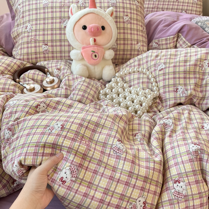 91家纺网 家纺一手货源 找家纺 （总）彩韵家纺 2025新款水洗双层纱双拼碎花四件套