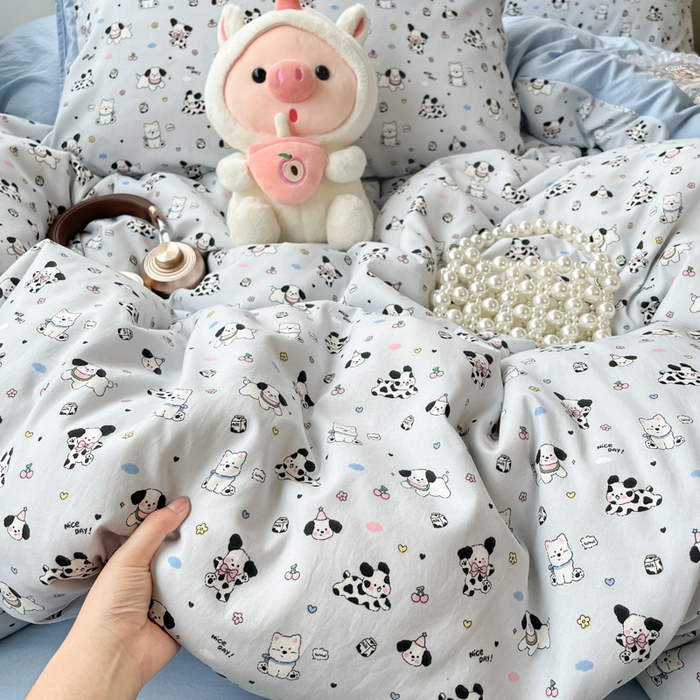 91家纺网 家纺一手货源 找家纺 （总）彩韵家纺 2025新款水洗双层纱双拼碎花四件套