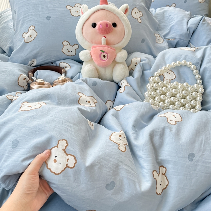 91家纺网 家纺一手货源 找家纺 （总）彩韵家纺 2025新款水洗双层纱双拼碎花四件套