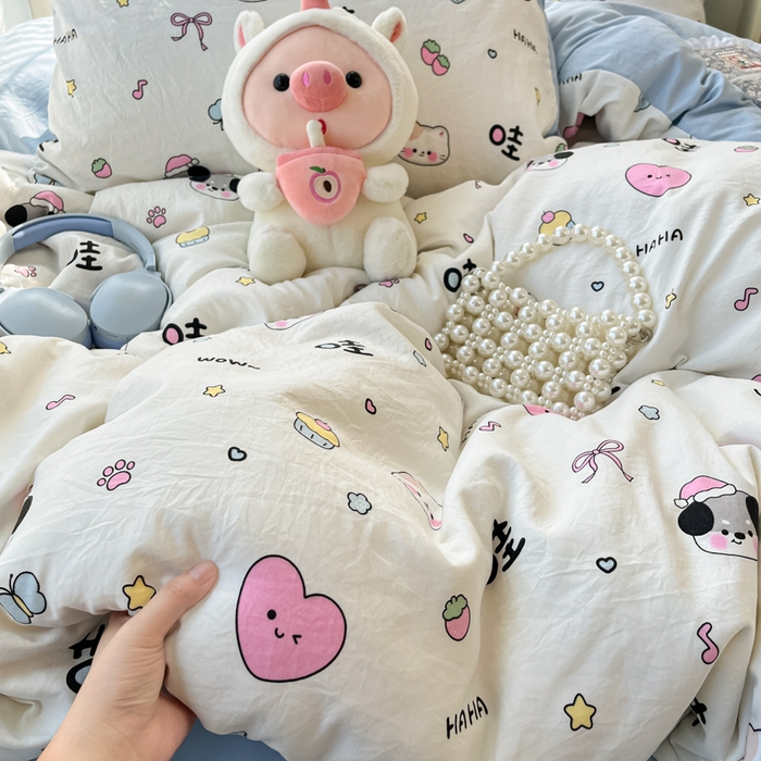 91家纺网 家纺一手货源 找家纺 （总）彩韵家纺 2025新款水洗双层纱双拼碎花四件套