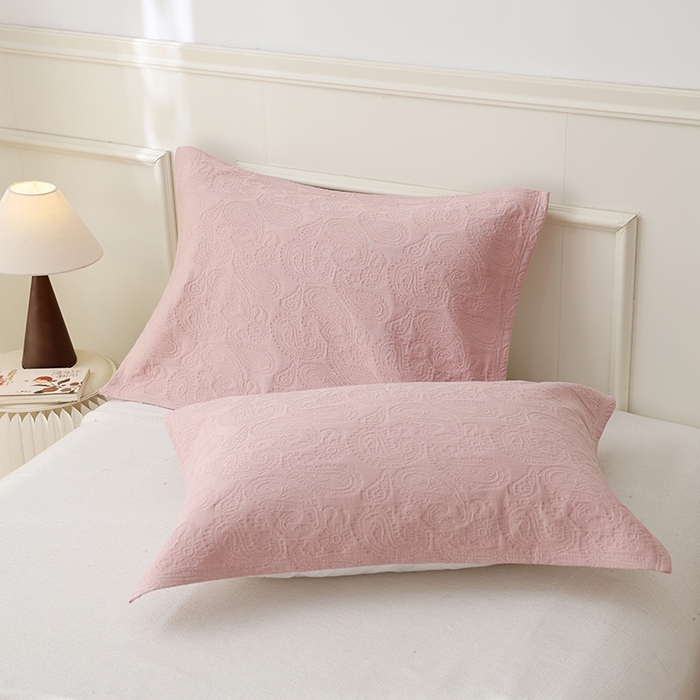 91家纺网 家纺一手货源 找家纺 （总）朴尔家纺-毛巾被 2025新款浮雕凤尾花纯色全棉纯棉三层纱布枕巾单枕巾枕巾单件