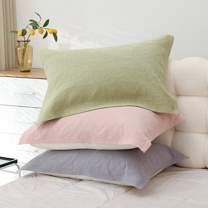 91家纺网 家纺一手货源 找家纺 （总）朴尔家纺-毛巾被 2025新款浮雕凤尾花纯色全棉纯棉三层纱布枕巾单枕巾枕巾单件