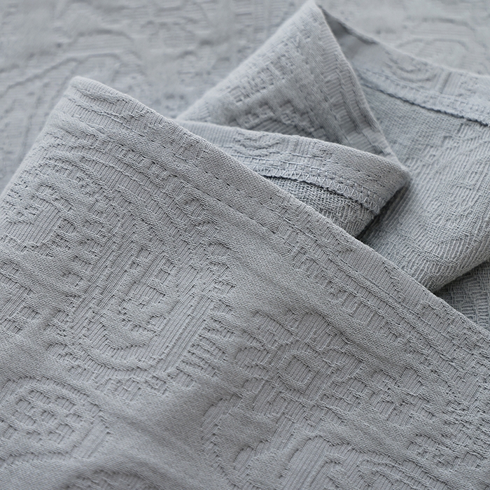 91家纺网 家纺一手货源 找家纺 朴尔家纺-毛巾被 2025新款浮雕凤尾花纯色全棉纯棉三层纱布枕巾单枕巾枕巾单件 浮雕凤尾花-蓝灰