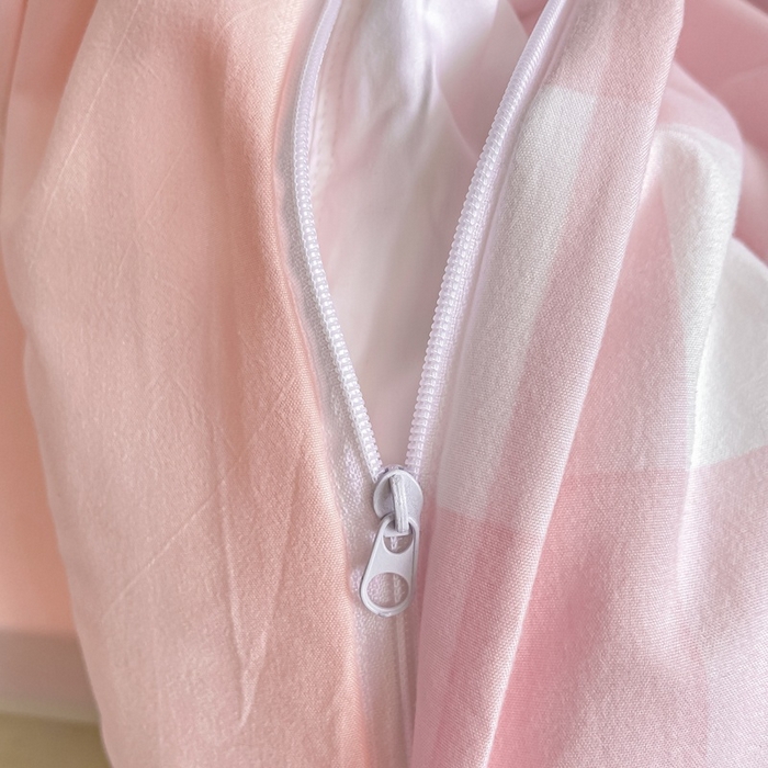 91家纺网 家纺一手货源 找家纺 麒东家纺 2025新款开学季学生ins风条纹方格水洗四件套学生上下铺三件套 方格蓝色