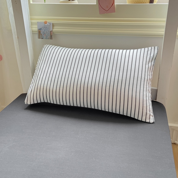 91家纺网 家纺一手货源 找家纺 麒东家纺 2025新款开学季学生ins风条纹方格水洗四件套学生上下铺三件套 条纹黄色