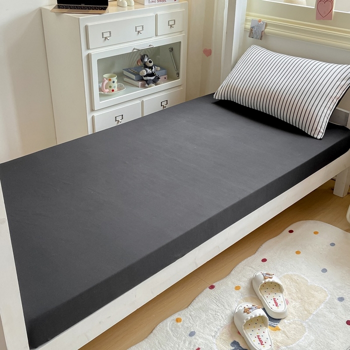 91家纺网 家纺一手货源 找家纺 麒东家纺 2025新款开学季学生ins风条纹方格水洗四件套学生上下铺三件套 条纹黄色