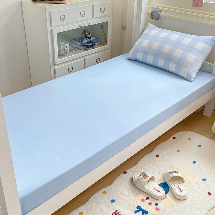 91家纺网 家纺一手货源 找家纺 麒东家纺 2025新款开学季学生ins风条纹方格水洗四件套学生上下铺三件套 方格绿色