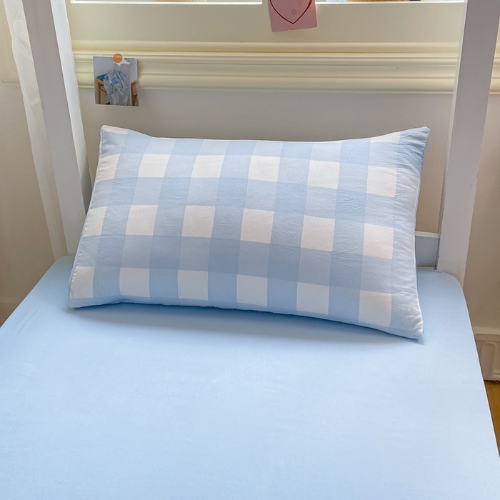 91家纺网 家纺一手货源 找家纺 麒东家纺 2025新款开学季学生ins风条纹方格水洗四件套学生上下铺三件套 方格绿色